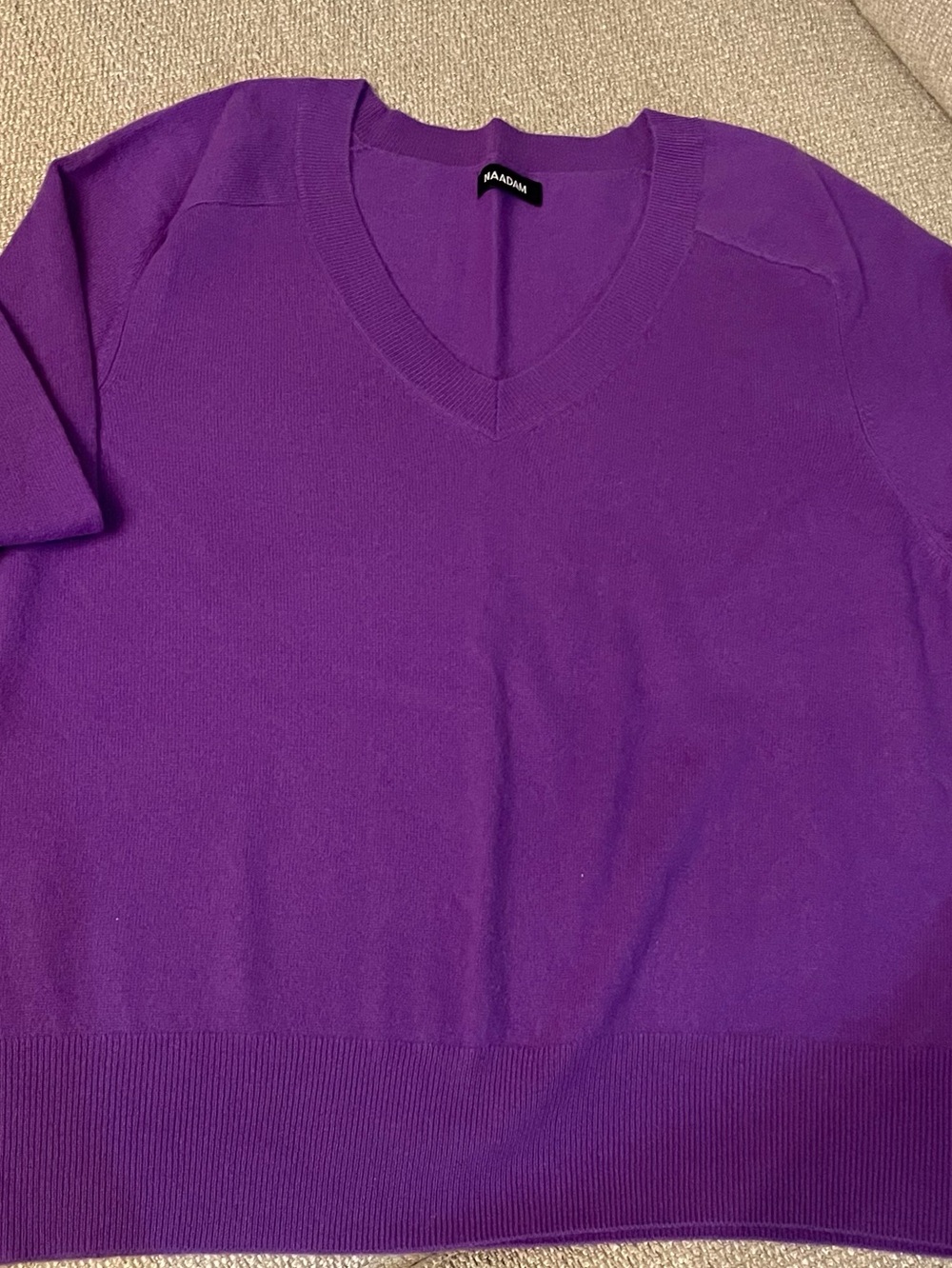 NAADAM  men’s V-Neck Sweater in Vibrant Purple